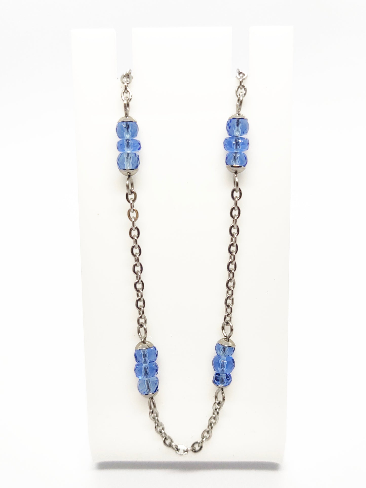 Two matching necklaces with light blue stones #0010