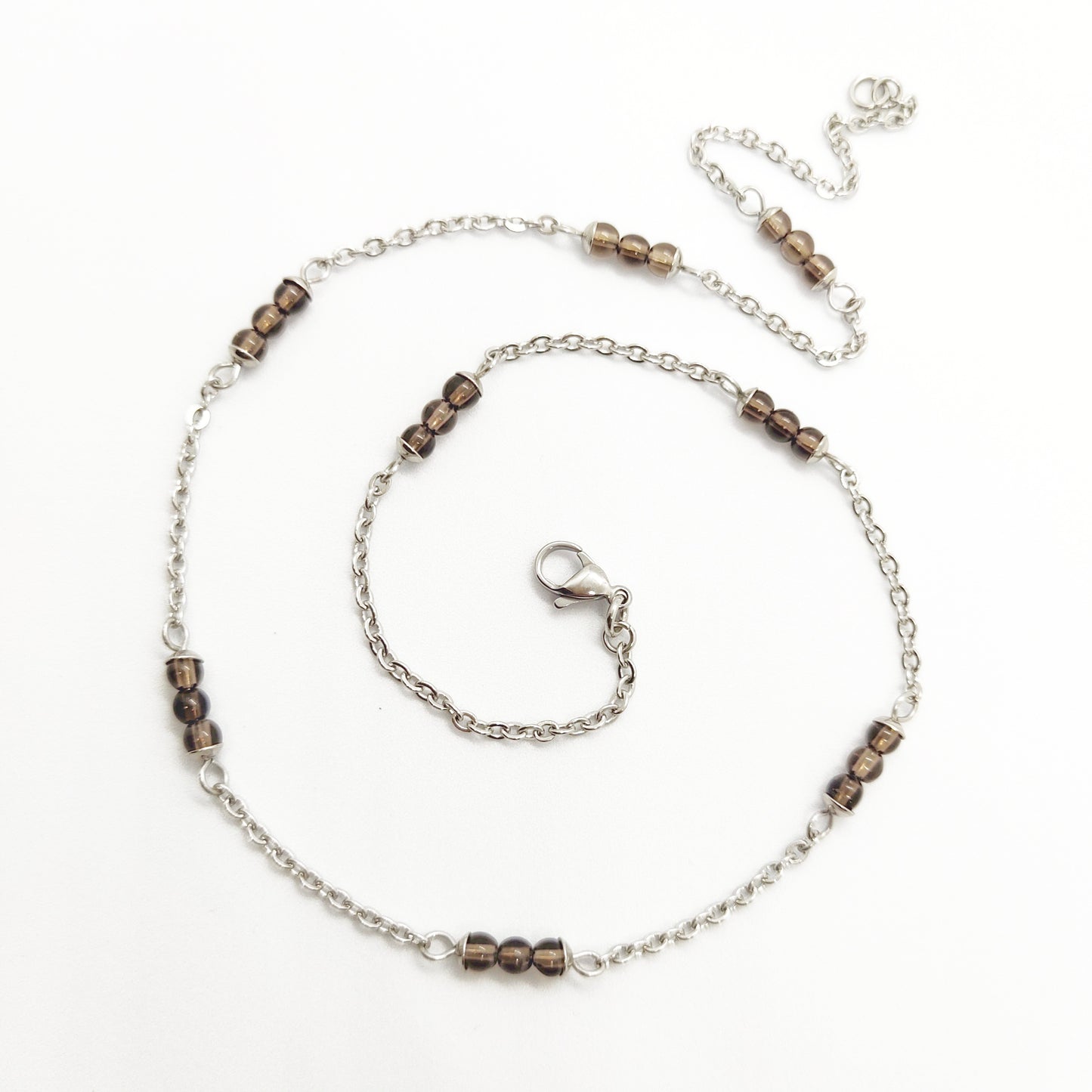 Two matching necklaces with smoky quartz stone beads and a pendant #0002