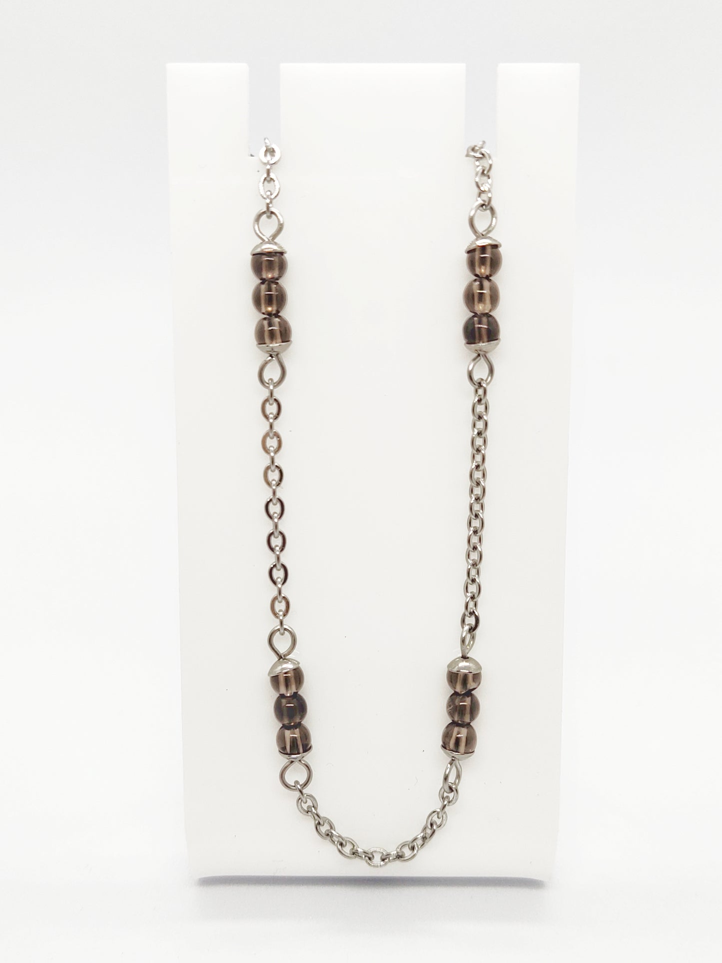 Two matching necklaces with smoky quartz stone beads and a pendant #0002