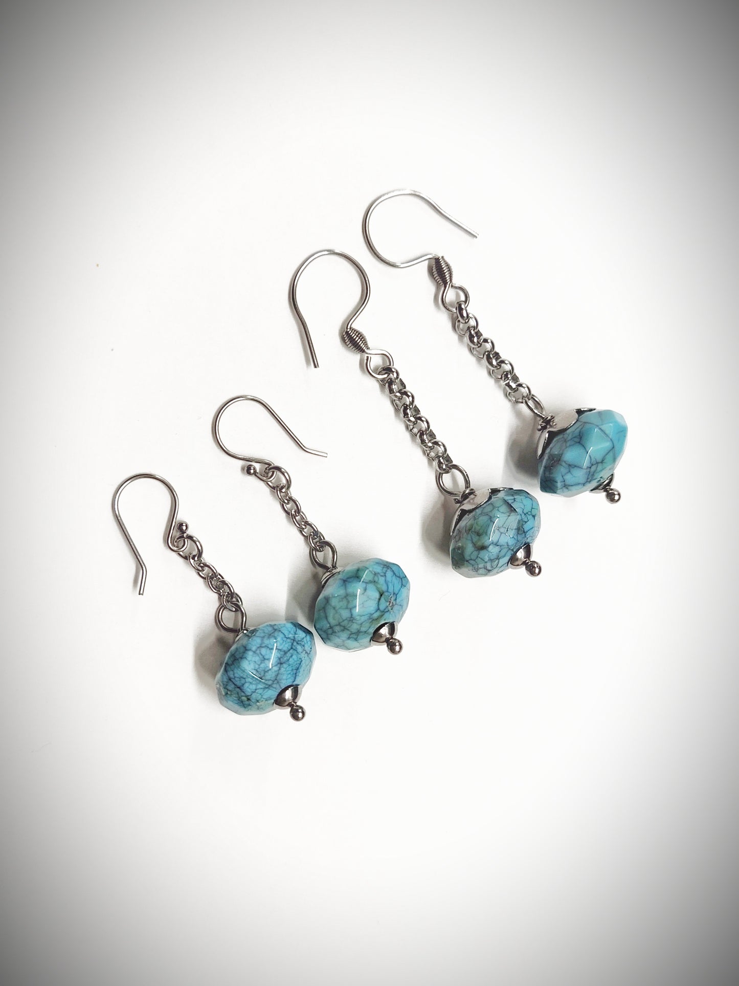 Matching bluish turquoise colour bead earrings for mother and daughter