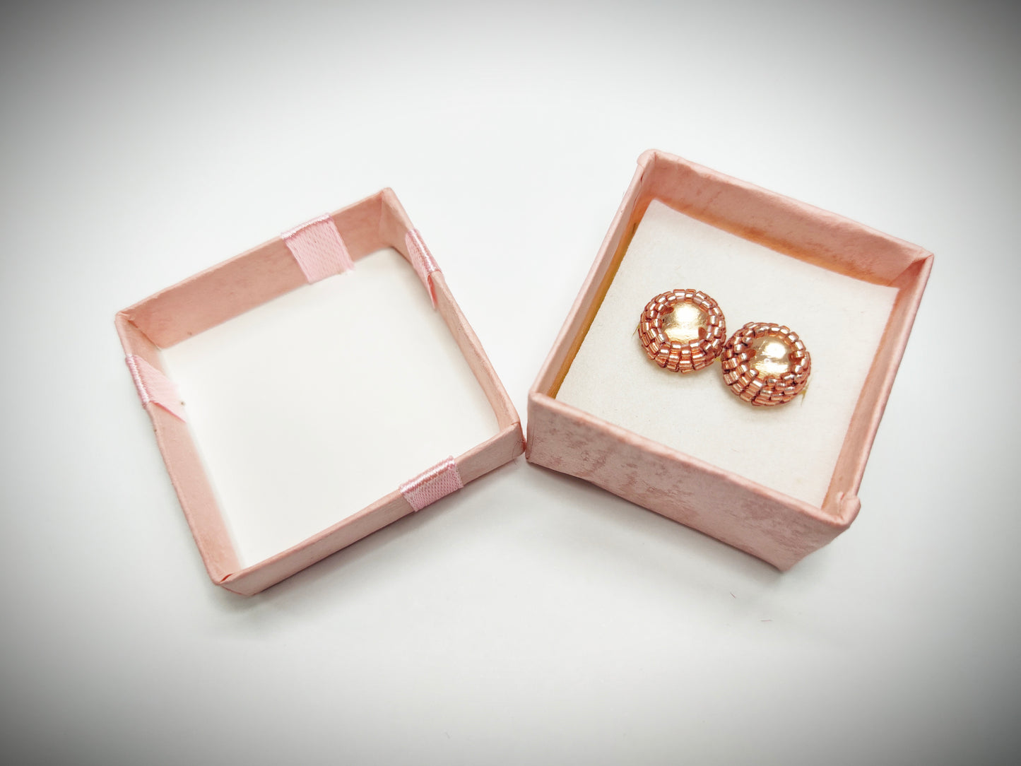 Beige / champagne colour beaded stud earrings