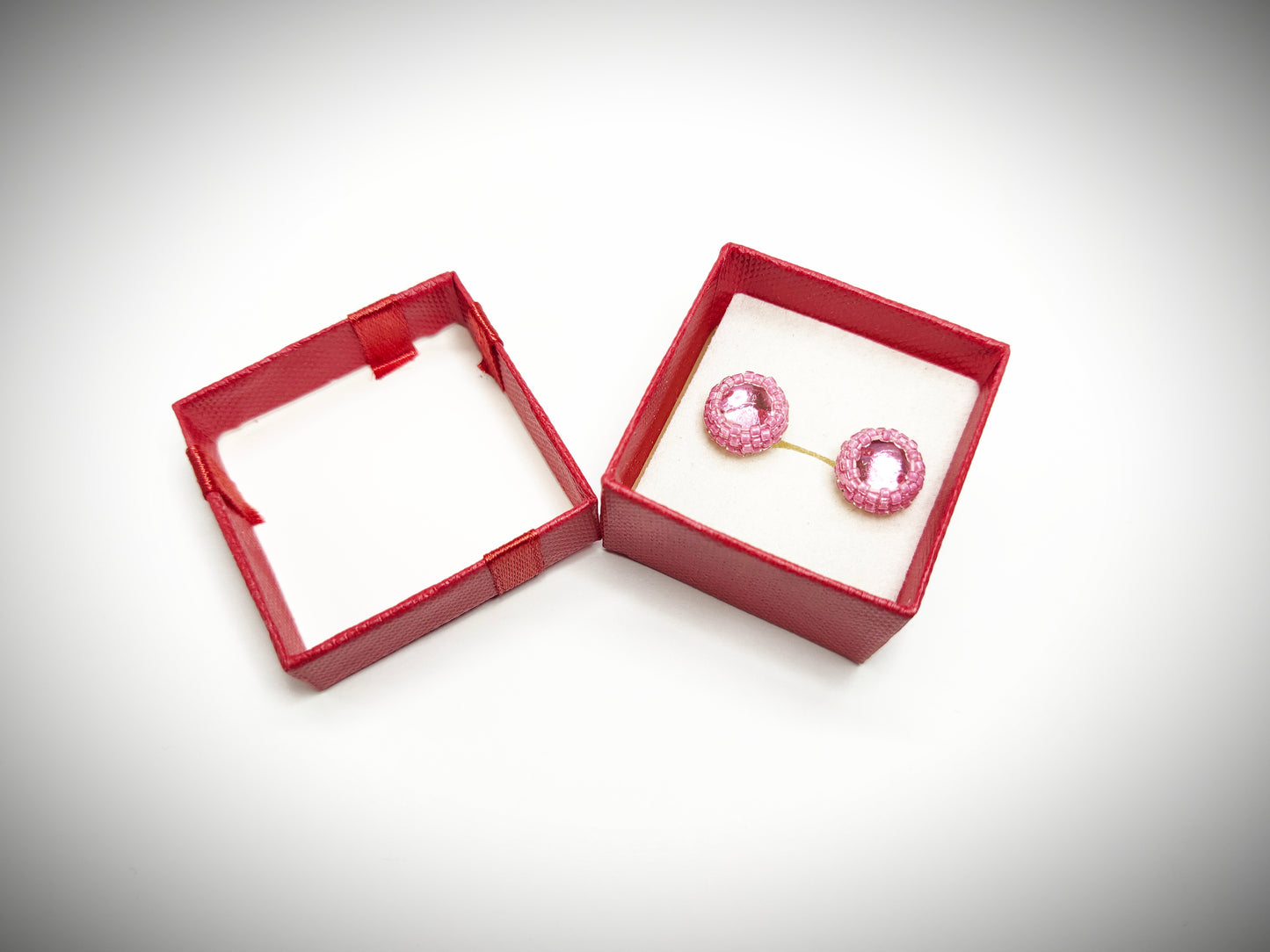 Pink beaded stud earrings